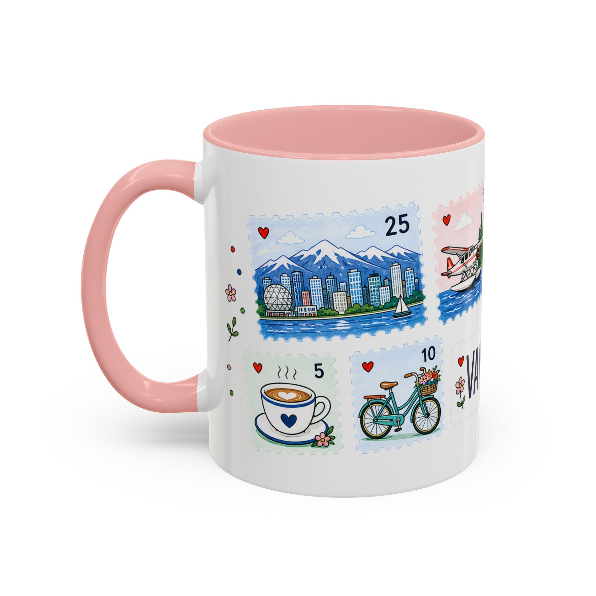 Vancouver Coffee Mug | Postage Stamp Collage Mug | Travel Souvenir Accent Cup 11oz 15oz