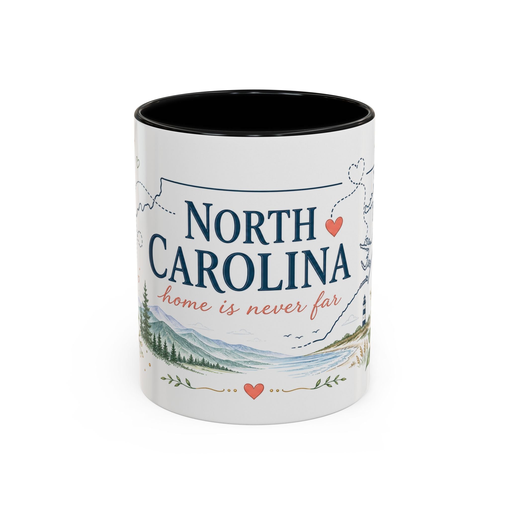 North Carolina State Map Mug | Moving Away, Homesick Gift | Botanical Accent Coffee Cup
