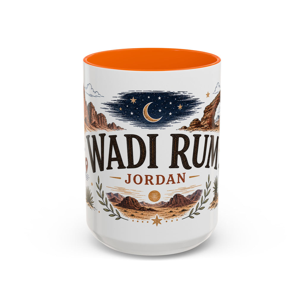 Wadi Rum Coffee Mug | Travel Destination Souvenir Gift | Accent Color Ceramic 11oz 15oz