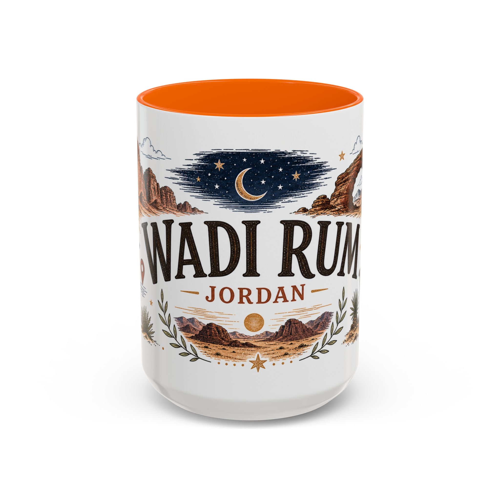Wadi Rum Coffee Mug | Travel Destination Souvenir Gift | Accent Color Ceramic 11oz 15oz