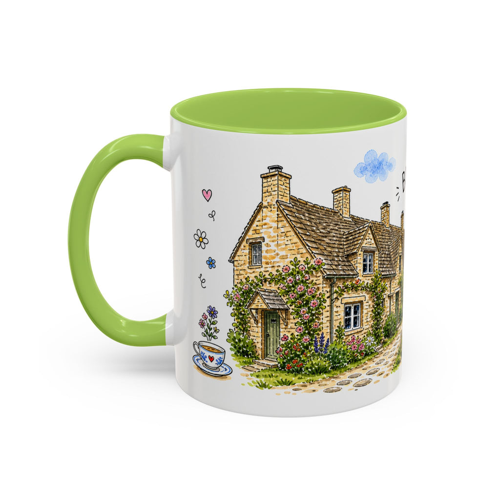 Bibury Illustrated Travel Mug | England Souvenir Accent Coffee Mug | 11oz 15oz Ceramic Cup