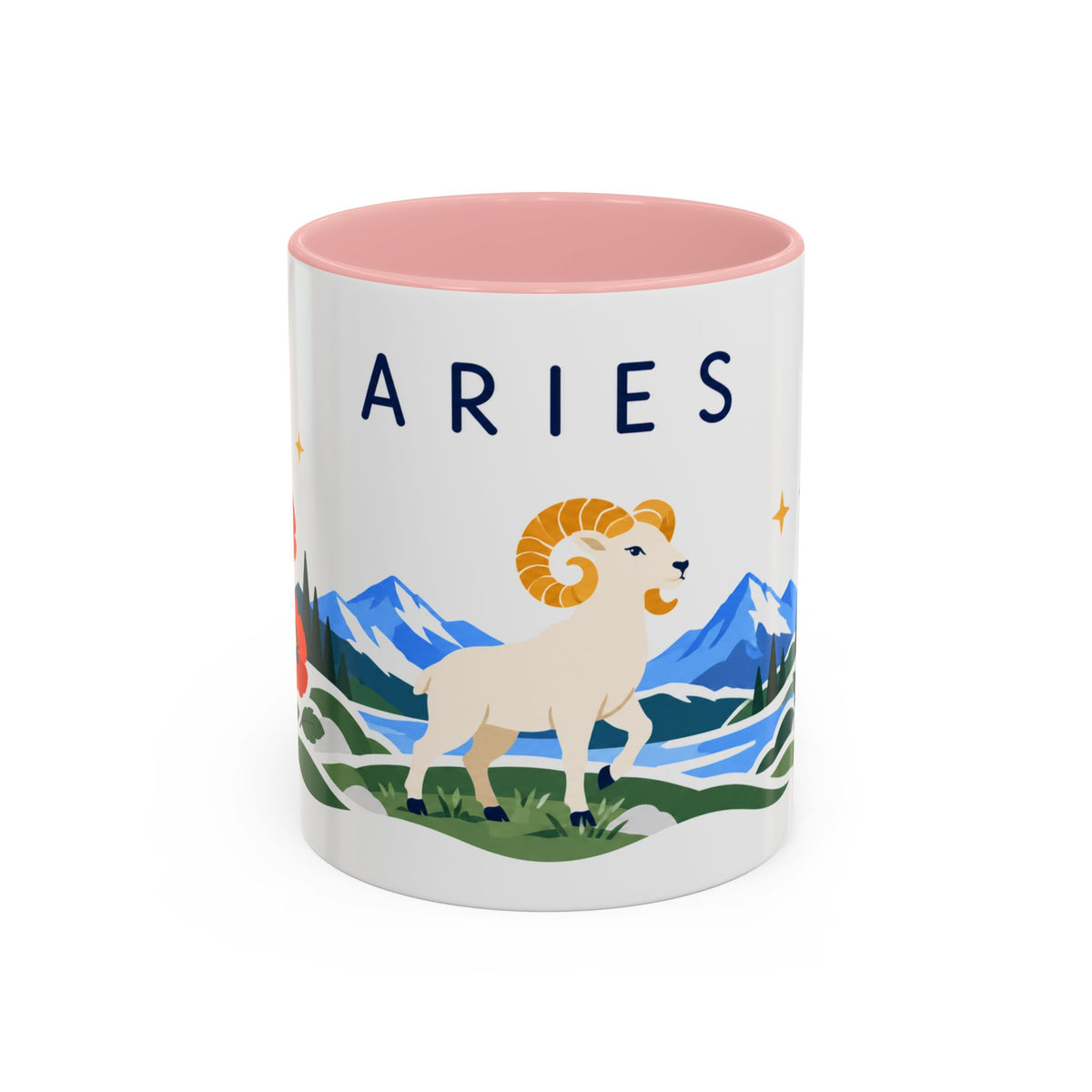 Aries Zodiac Coffee Mug | Ram and Floral Design | Astrology Birthday Gift | 11 oz 15 oz Ceramic Accent Mug