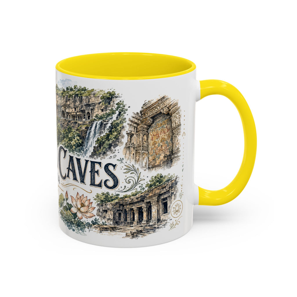 Ajanta Caves Mug, India Travel Souvenir, Bucket List Gift, Accent Ceramic Coffee Mug 11oz 15oz