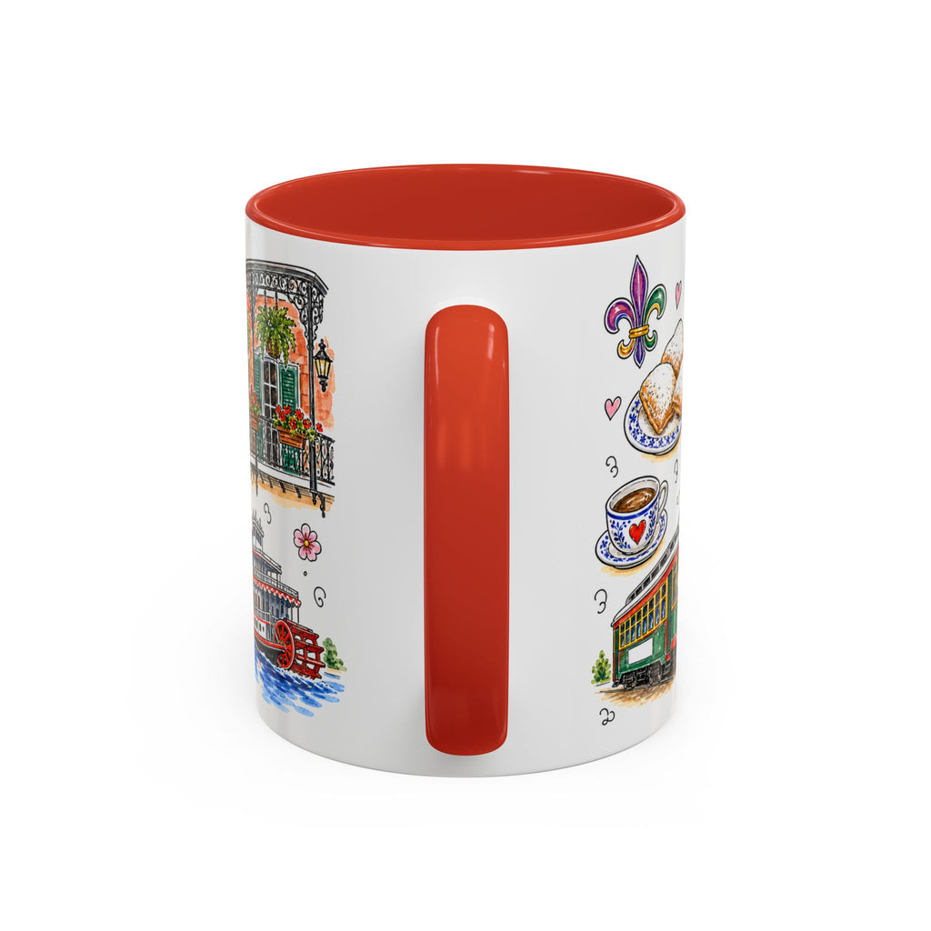 New Orleans Illustrated Travel Mug | City Souvenir Accent Coffee Mug | 11oz 15oz Ceramic Cup