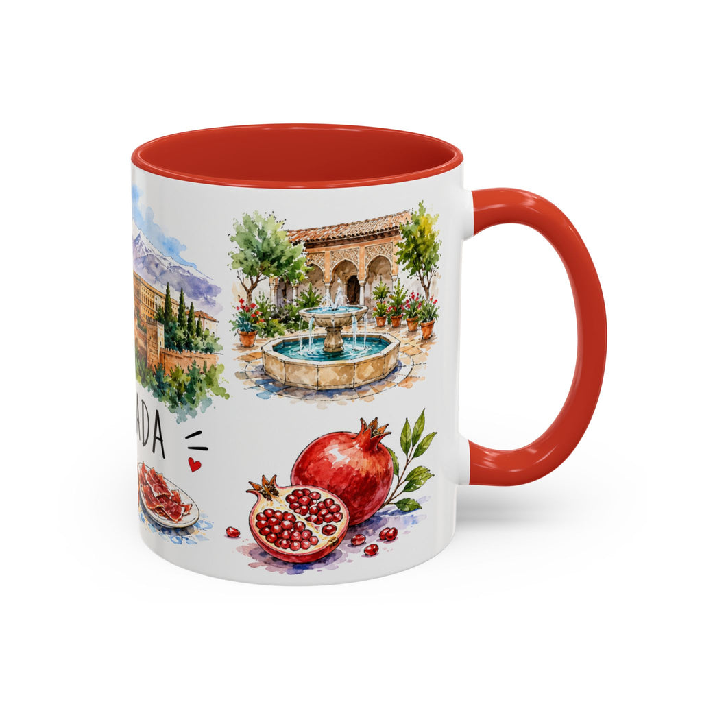 Granada Illustrated Travel Mug | City Souvenir Accent Coffee Mug | 11oz 15oz Ceramic Cup