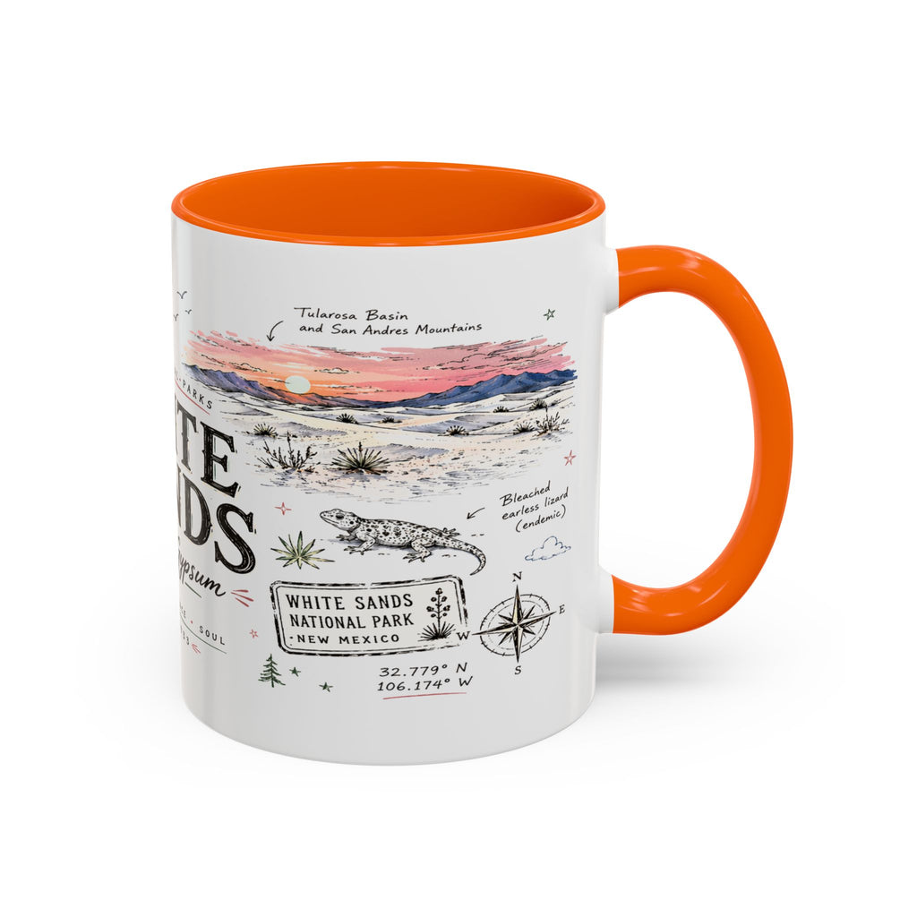 White Sands National Park Coffee Mug | New Mexico Desert Sand Dunes Gift | Accent Color Ceramic 11oz 15oz