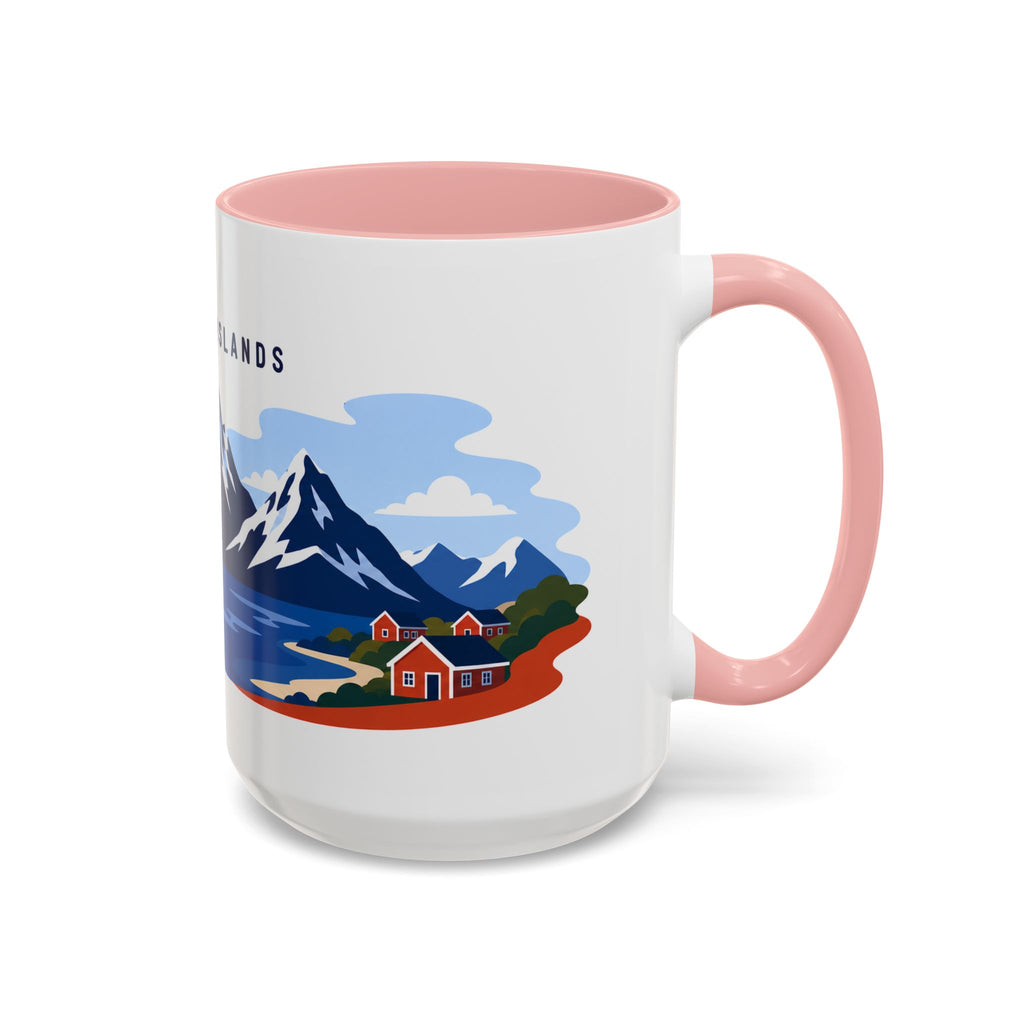 Lofoten Islands Coffee Mug | Travel Destination Souvenir Gift | Accent Color Ceramic 11oz 15oz
