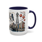 Osaka Coffee Mug | Japan Travel Souvenir | Vintage Illustrated City Gift | 11 oz 15 oz Accent Mug