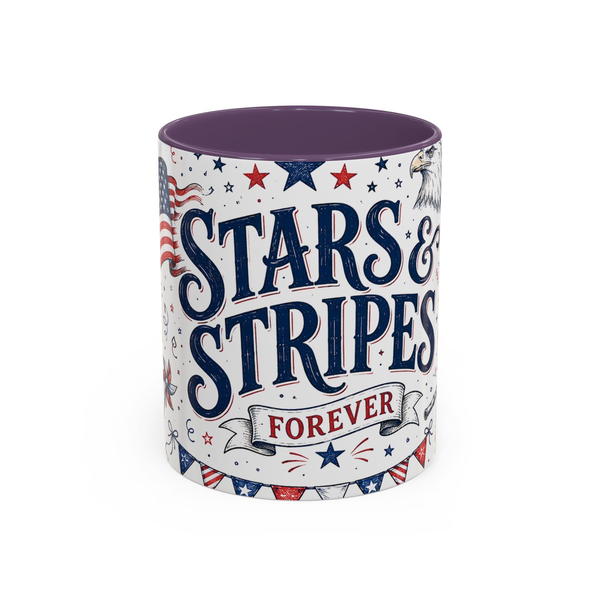 Stars and Stripes Forever Coffee Mug | Patriotic 4th of July Gift | Accent Color Ceramic 11oz 15oz