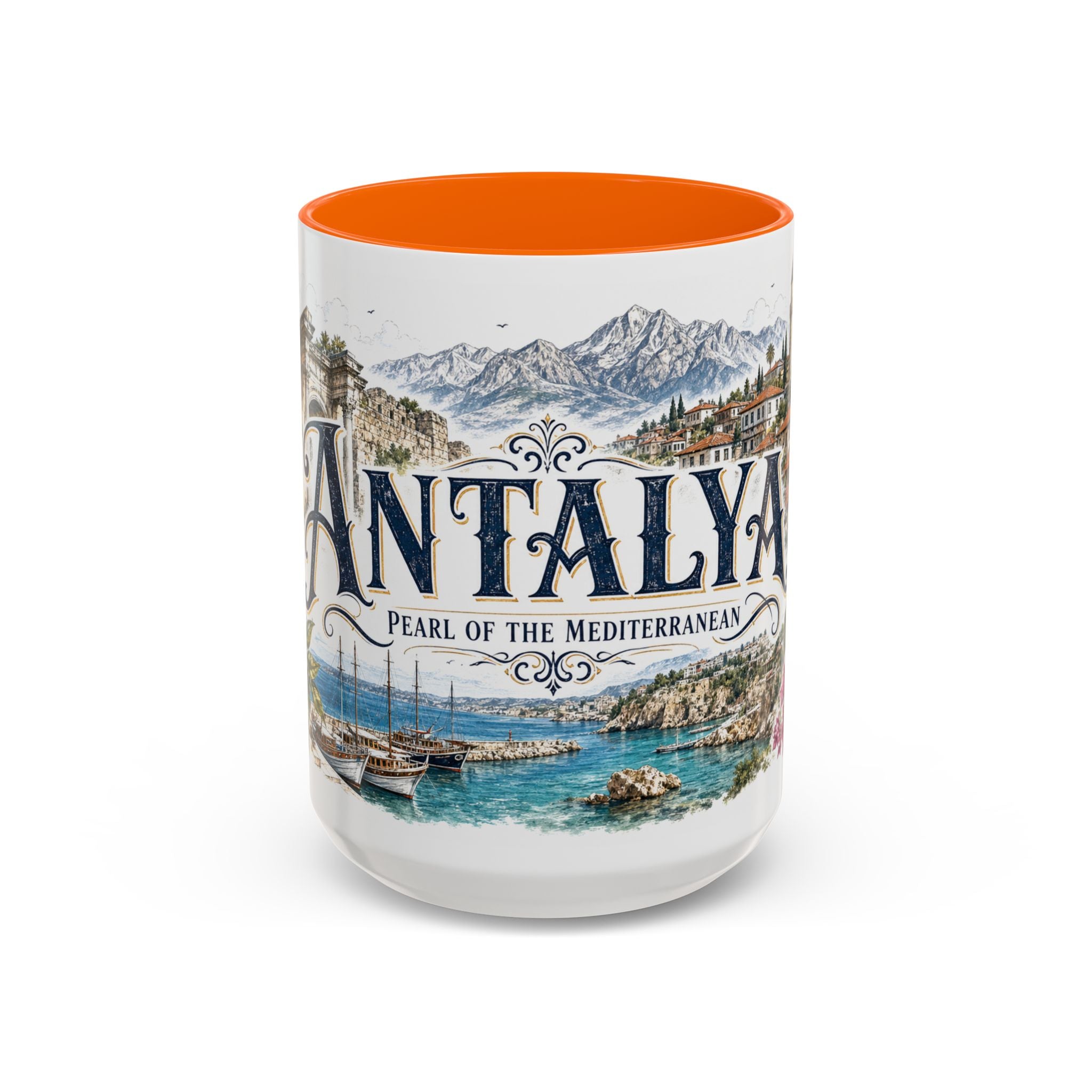 Antalya Coffee Mug | Turkey Travel Souvenir | Vintage Illustrated City Gift | 11 oz 15 oz Accent Mug