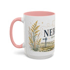 Nebraska State Mug | Moving Away, Long Distance Friendship Gift | Botanical Landscape Accent Mug