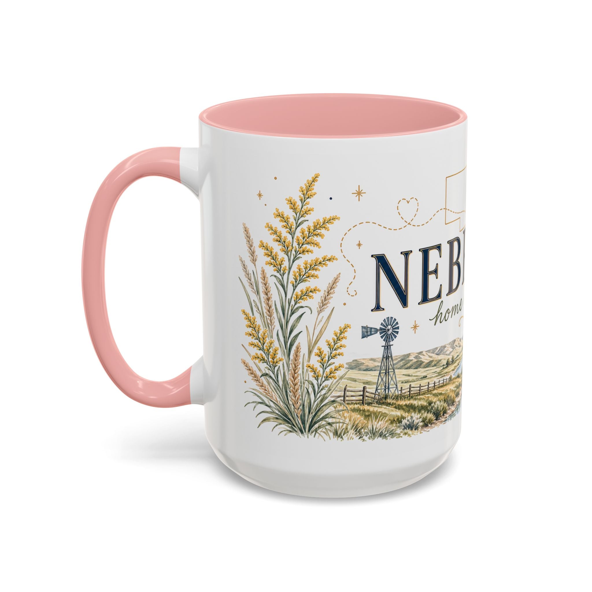 Nebraska State Mug | Moving Away, Long Distance Friendship Gift | Botanical Landscape Accent Mug