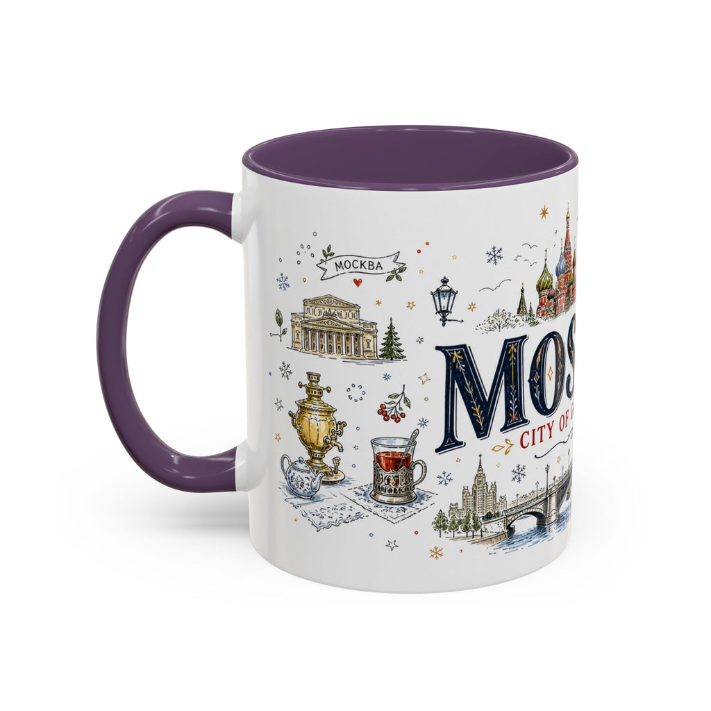 Moscow Coffee Mug | Russia Souvenir Travel Gift | Accent Color Ceramic 11oz 15oz