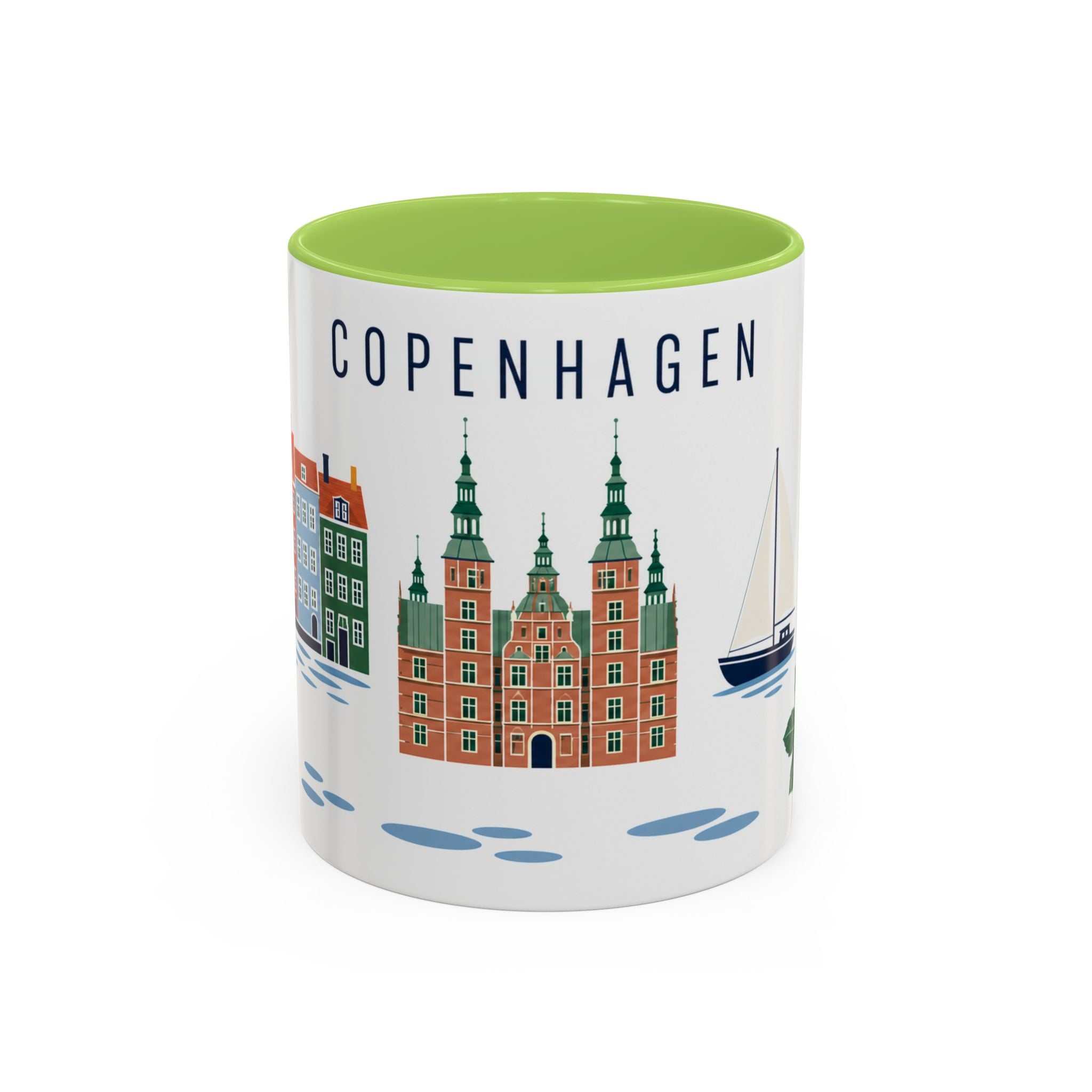 Copenhagen Coffee Mug | Denmark Travel Souvenir | Porcelain Decal City Gift | 11oz 15oz Accent Mug