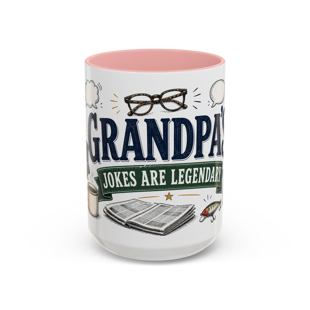 Grandpa's Jokes Are Legendary Coffee Mug | Funny Gift From Grandkids | Accent Ceramic 11oz 15oz