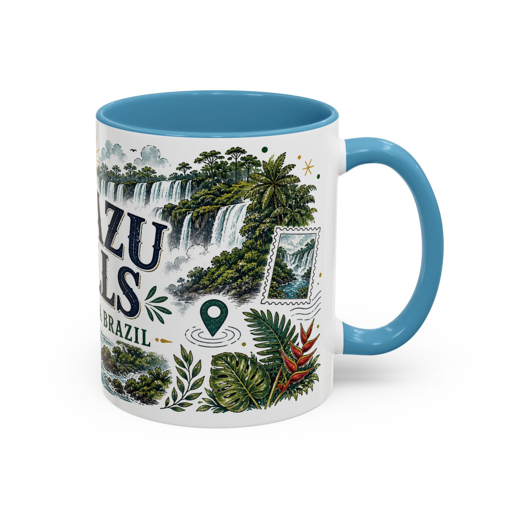 Iguazu Falls Coffee Mug | Travel Destination Souvenir Gift | Accent Color Ceramic 11oz 15oz