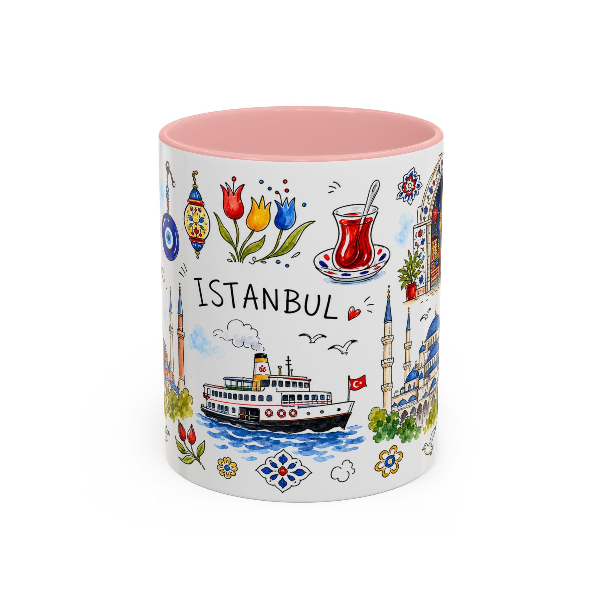 Istanbul Travel Mug | European City Souvenir Accent Coffee Mug | 11oz 15oz Ceramic Cup