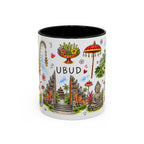 Ubud Illustrated Travel Mug | City Souvenir Accent Coffee Mug | 11oz 15oz Ceramic Cup