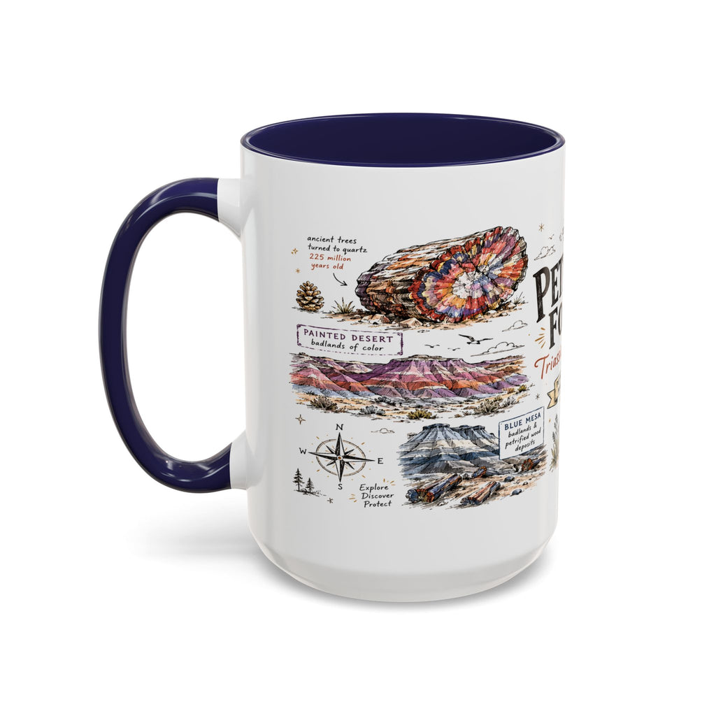 Petrified Forest National Park Coffee Mug | Arizona Painted Desert Fossil Gift | Accent Color Ceramic 11oz 15oz