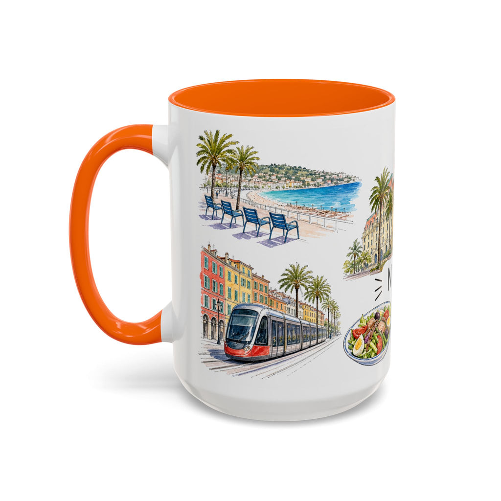 Nice Illustrated Travel Mug | City Souvenir Accent Coffee Mug | 11oz 15oz Ceramic Cup