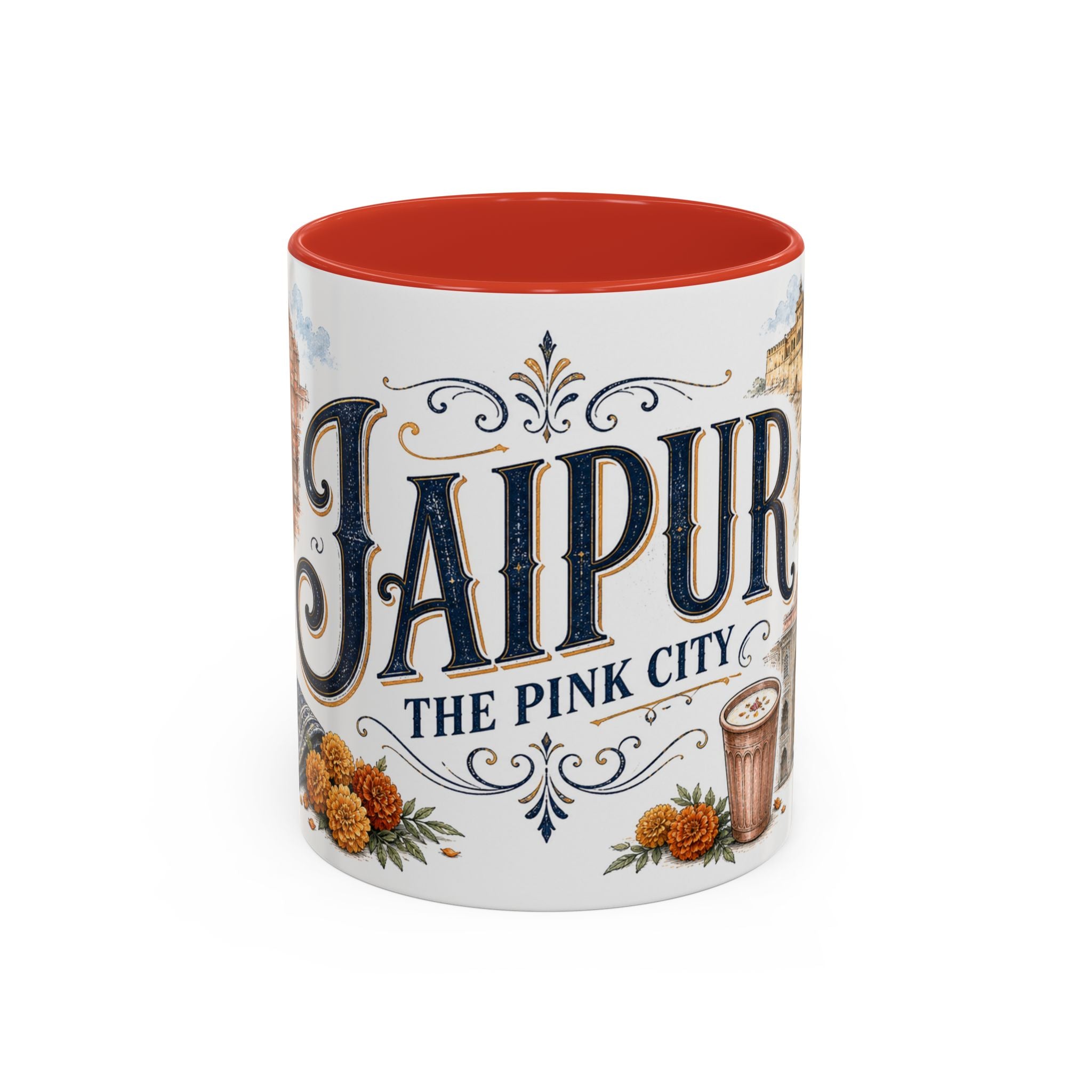 Jaipur Coffee Mug | India Travel Souvenir | Vintage Illustrated City Gift | 11 oz 15 oz Accent Mug