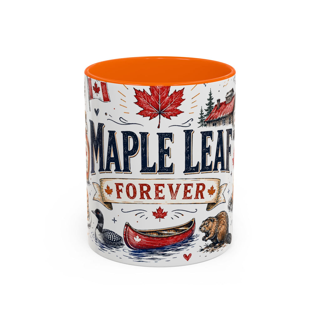 Maple Leaf Forever Coffee Mug | Canadian Pride Gift | Accent Color Ceramic 11oz 15oz