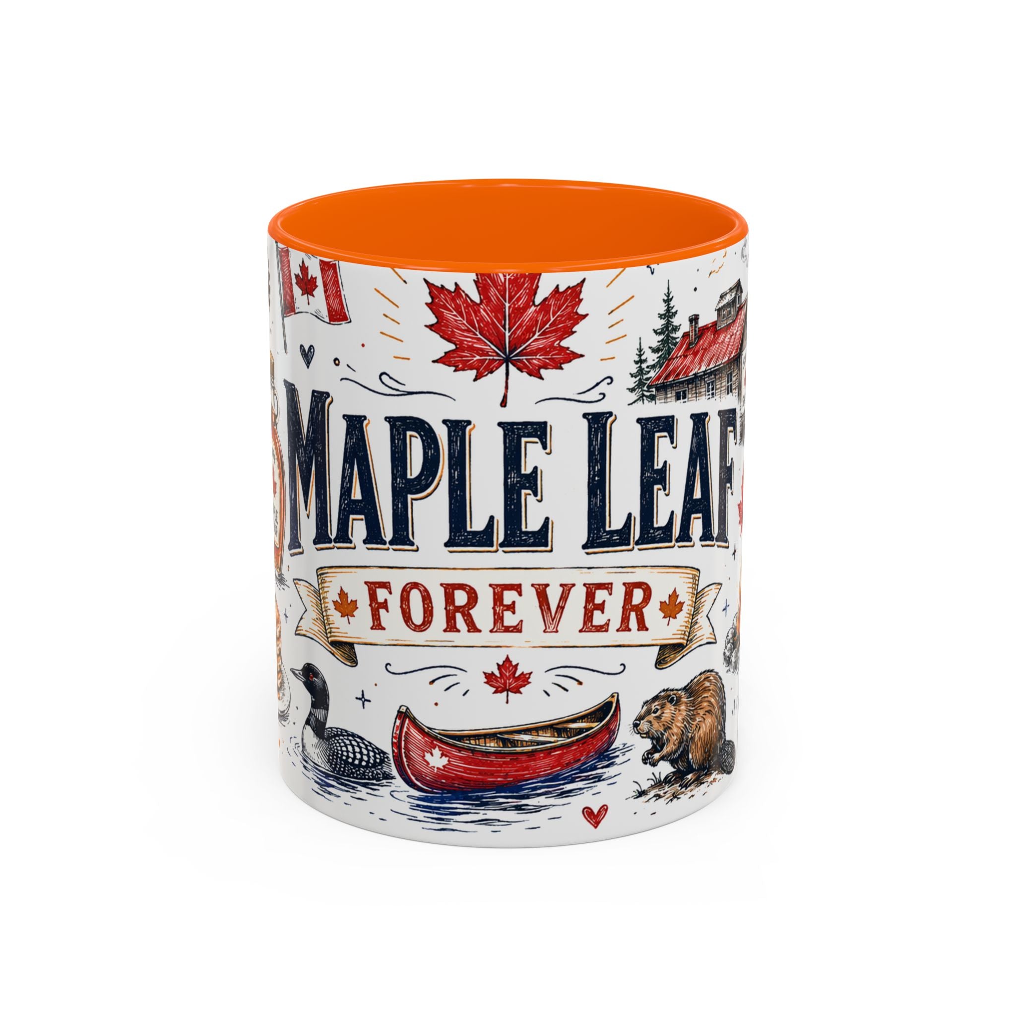 Maple Leaf Forever Coffee Mug | Canadian Pride Gift | Accent Color Ceramic 11oz 15oz