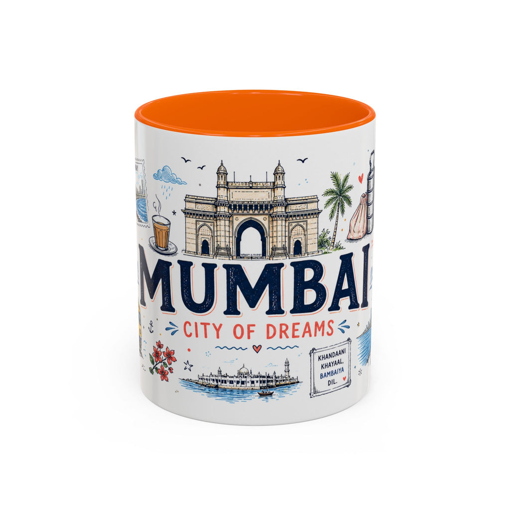 Mumbai Coffee Mug | India Souvenir Travel Gift | Accent Color Ceramic 11oz 15oz