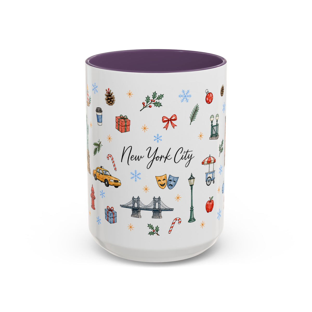 New York City Christmas Mug | Watercolor City Souvenir | Ceramic Coffee Cup