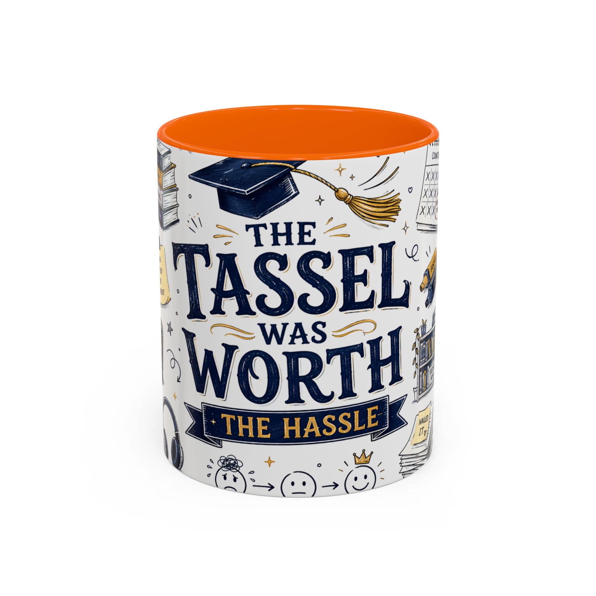 The Tassel Was Worth the Hassle Coffee Mug | Funny Graduation Gift 2026 | Accent Color Ceramic 11oz 15oz
