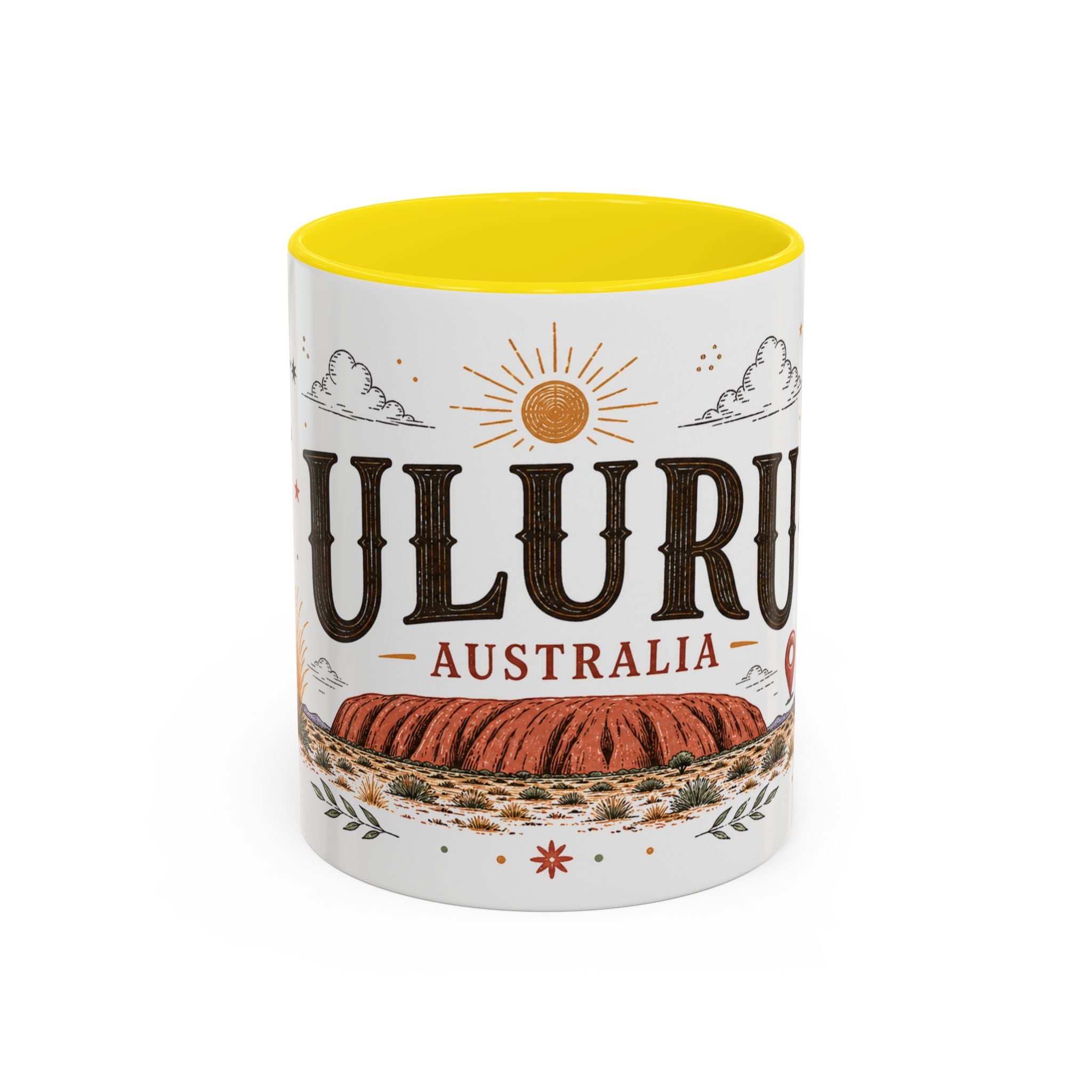 Uluru Coffee Mug | Travel Destination Souvenir Gift | Accent Color Ceramic 11oz 15oz