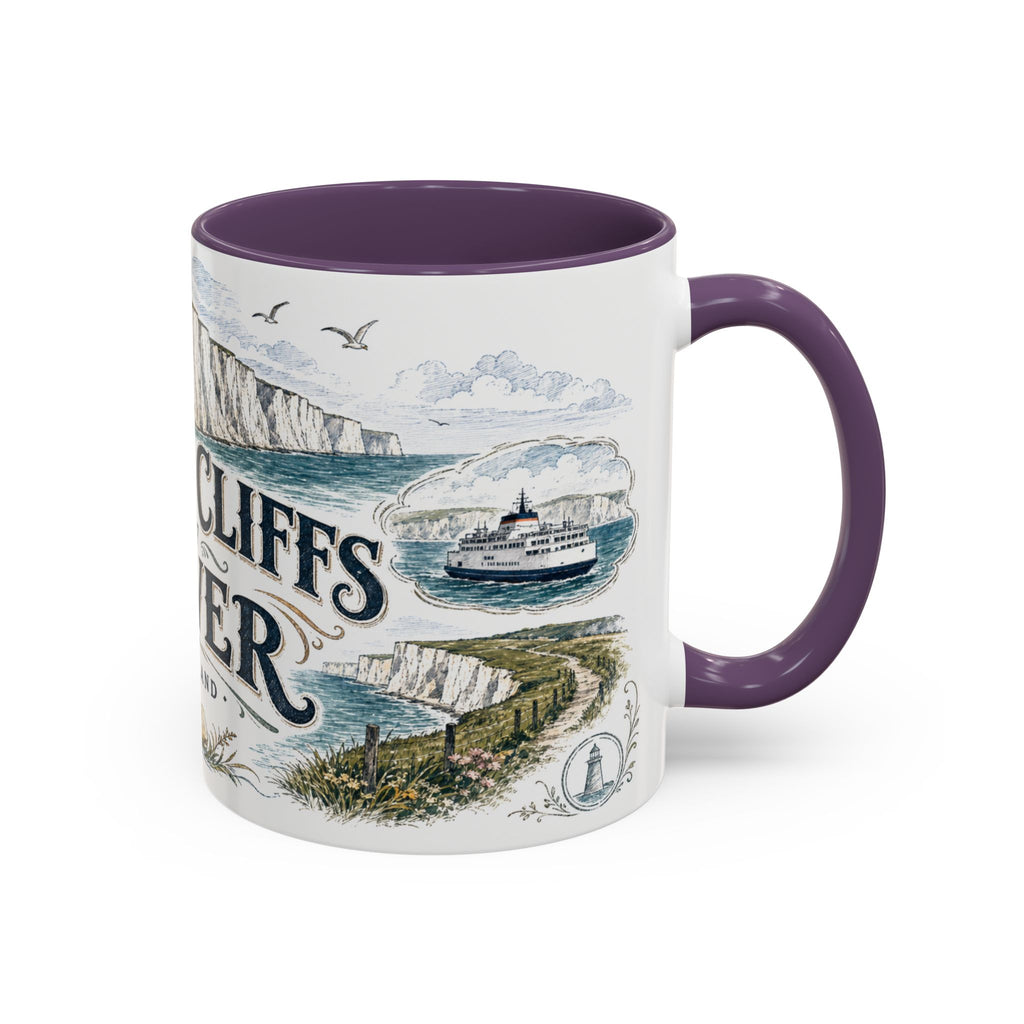 White Cliffs of Dover Mug, England Travel Souvenir, Bucket List Gift, Accent Ceramic Coffee Mug 11oz 15oz