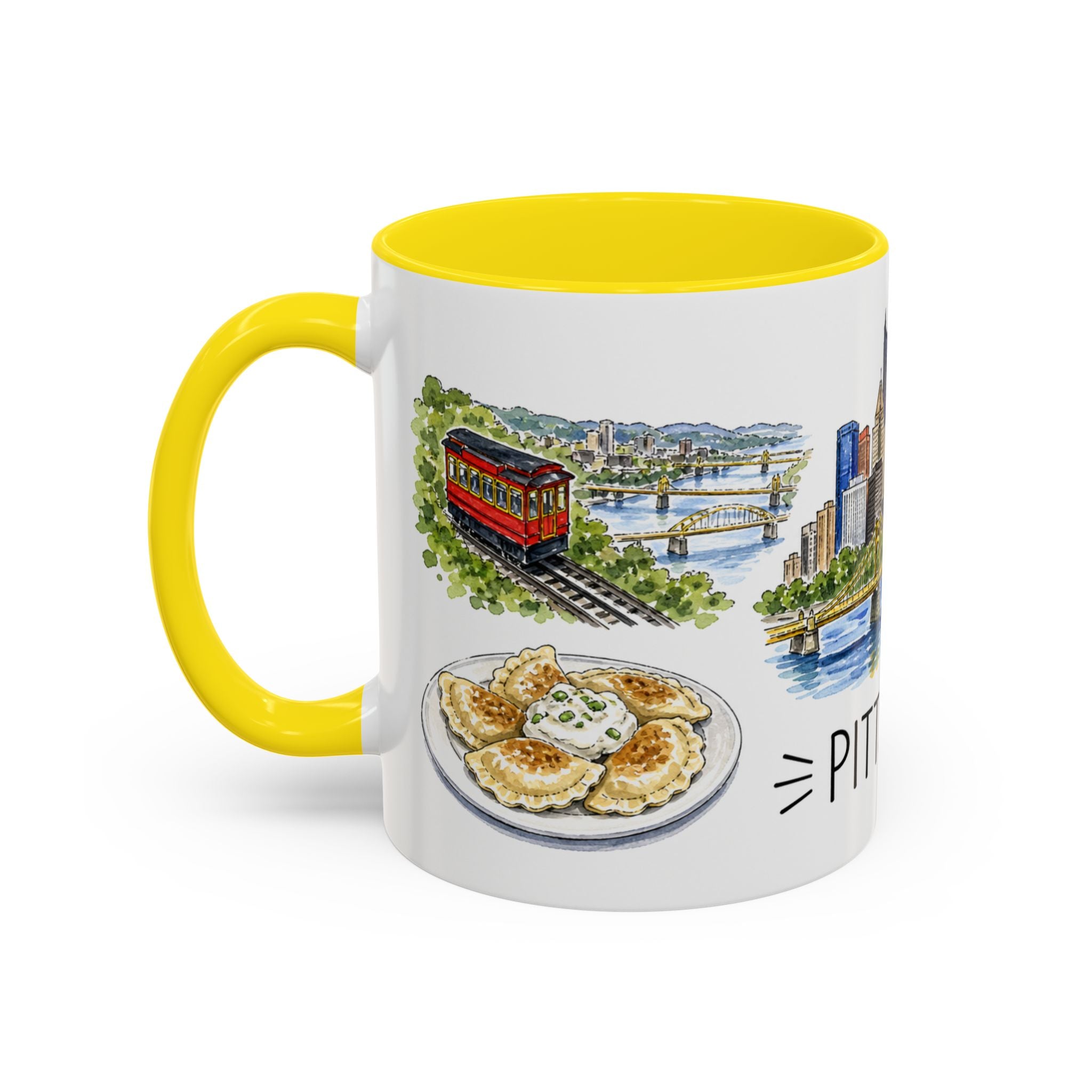 Pittsburgh Illustrated Travel Mug | City Souvenir Accent Coffee Mug | 11oz 15oz Ceramic Cup