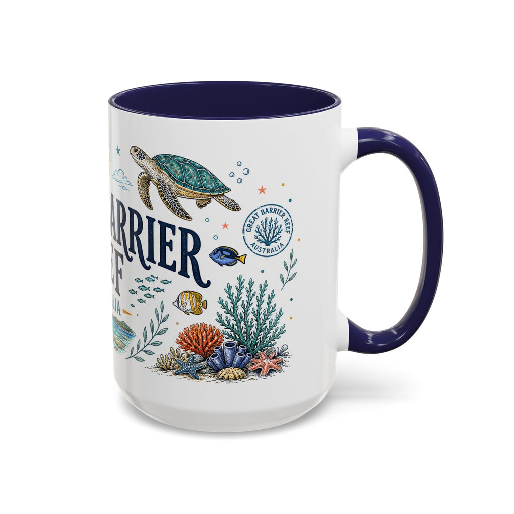 Great Barrier Reef Coffee Mug | Travel Destination Souvenir Gift | Accent Color Ceramic 11oz 15oz