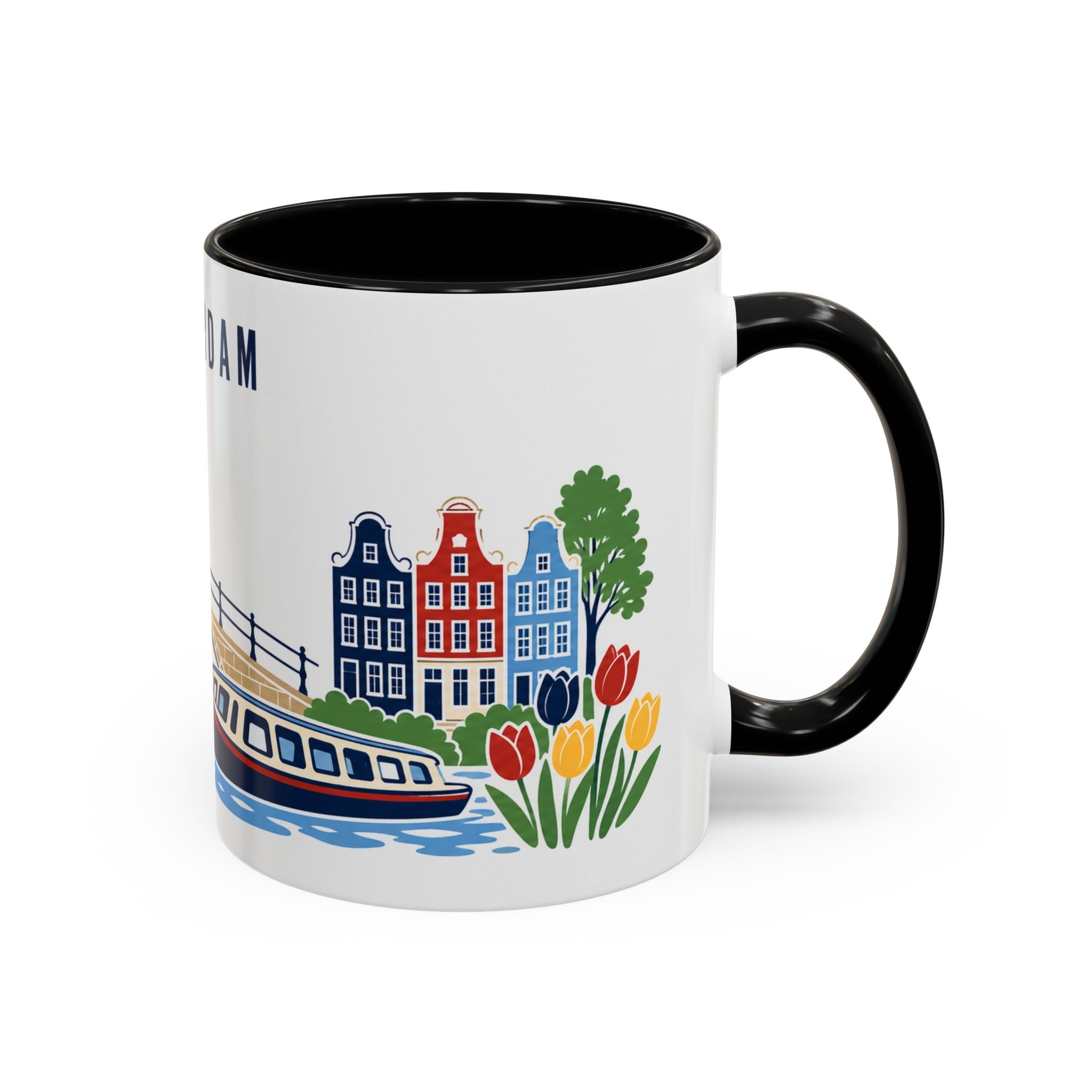 Amsterdam Coffee Mug | Netherlands Travel Souvenir | Porcelain Decal City Gift | 11oz 15oz Accent Mug