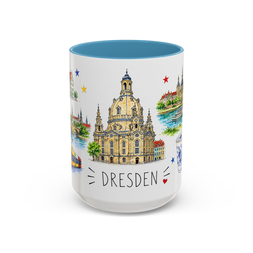Dresden Illustrated Travel Mug | City Souvenir Accent Coffee Mug | 11oz 15oz Ceramic Cup