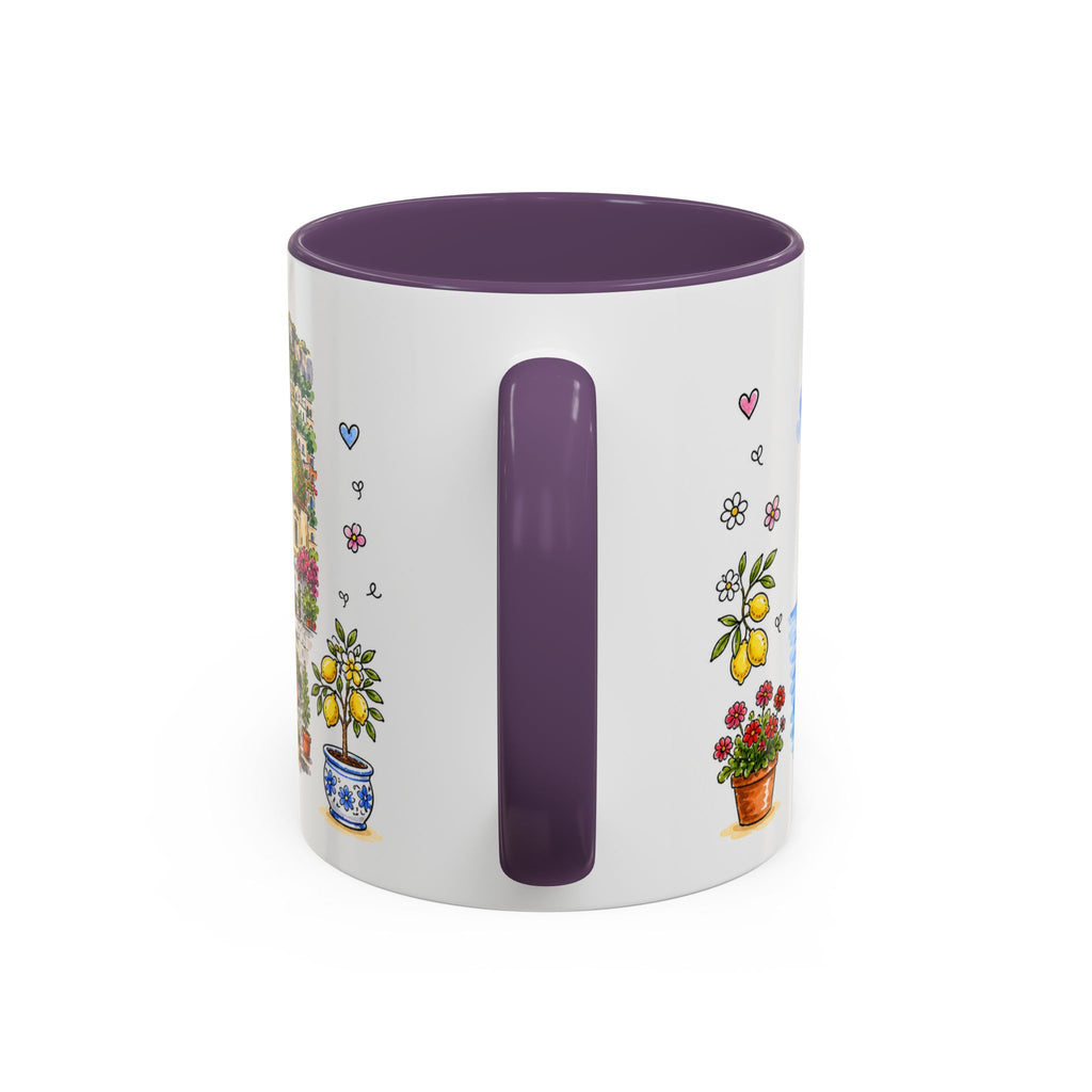 Positano Illustrated Travel Mug | Italy Souvenir Accent Coffee Mug | 11oz 15oz Ceramic Cup