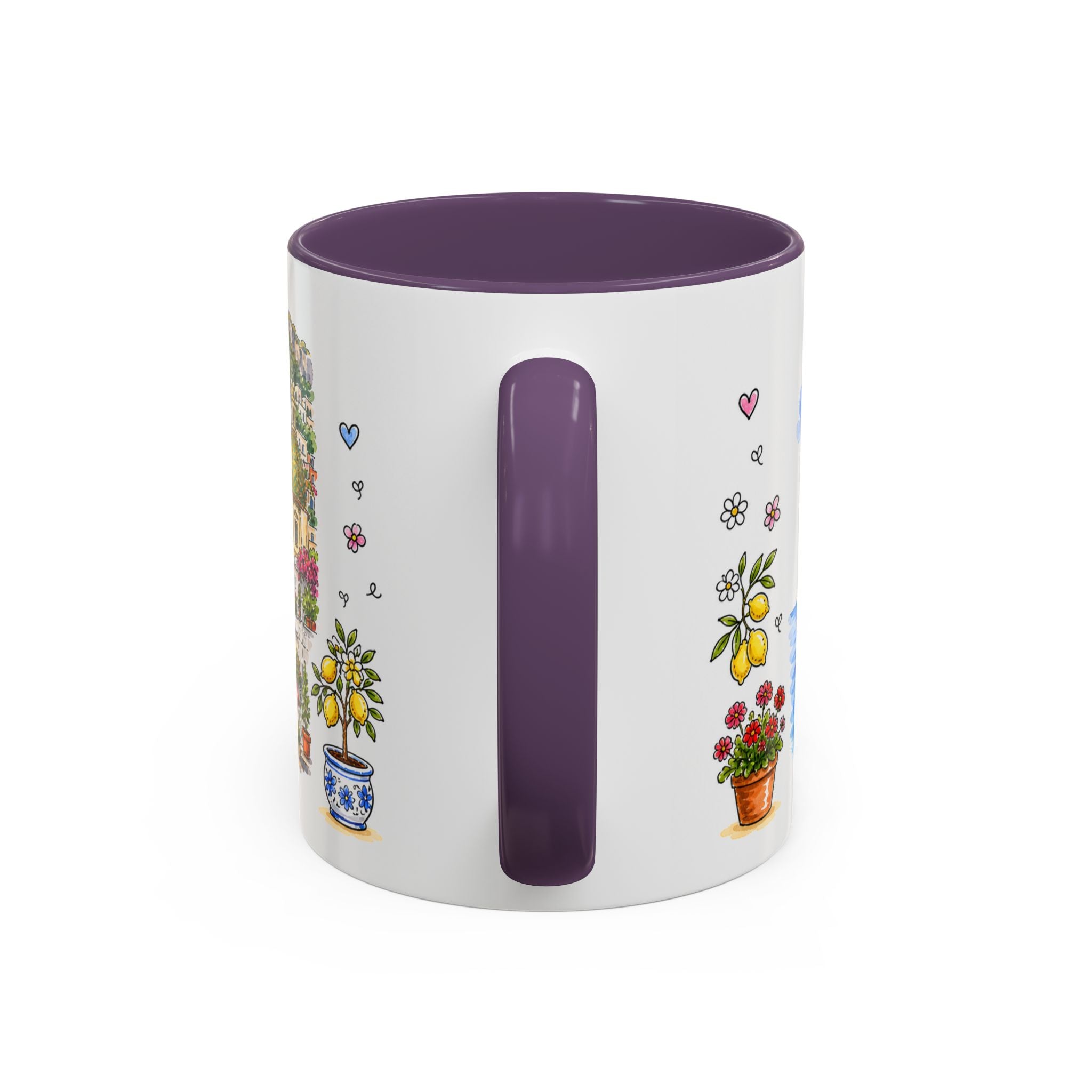 Positano Illustrated Travel Mug | Italy Souvenir Accent Coffee Mug | 11oz 15oz Ceramic Cup