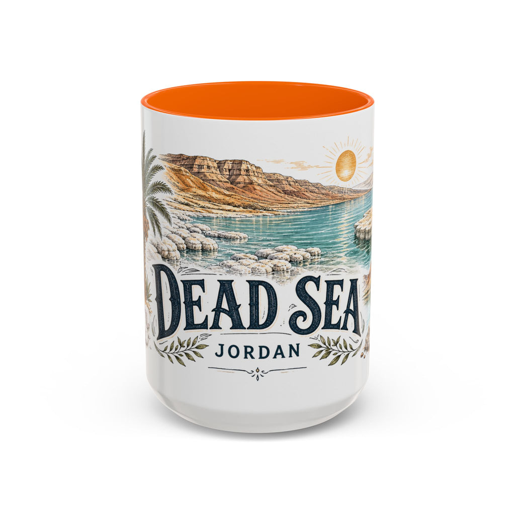 Dead Sea Mug, Jordan Travel Souvenir, Bucket List Gift, Accent Ceramic Coffee Mug 11oz 15oz