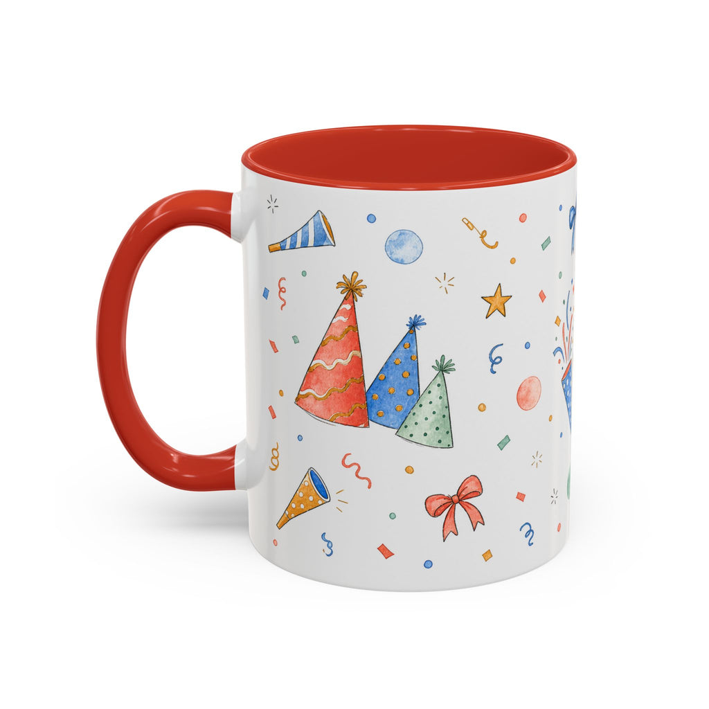 New Year Confetti Mug | Party Popper Watercolor Celebration Gift | Accent Cup 11oz 15oz