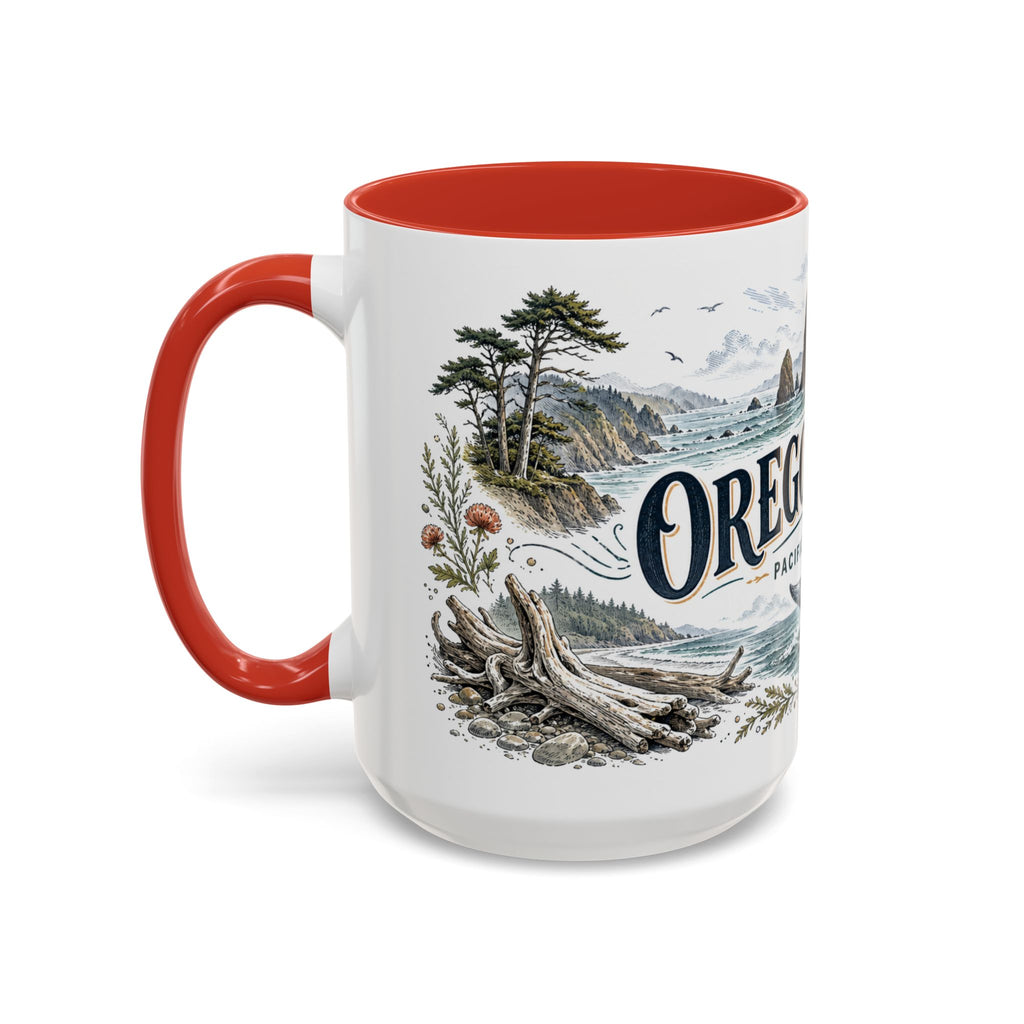Oregon Coast Mug, Pacific Northwest Travel Souvenir, Bucket List Gift, Accent Ceramic Coffee Mug 11oz 15oz