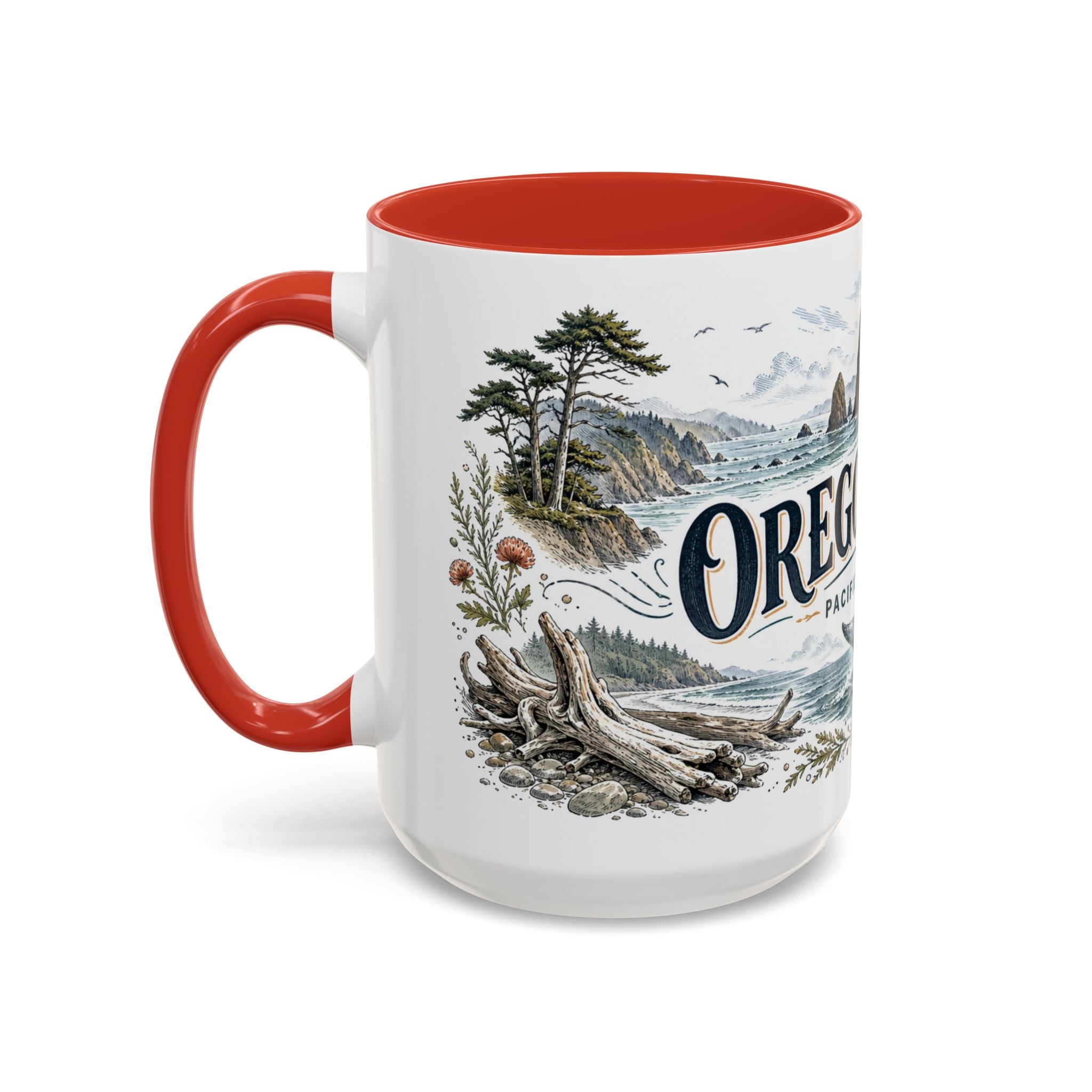 Oregon Coast Mug, Pacific Northwest Travel Souvenir, Bucket List Gift, Accent Ceramic Coffee Mug 11oz 15oz