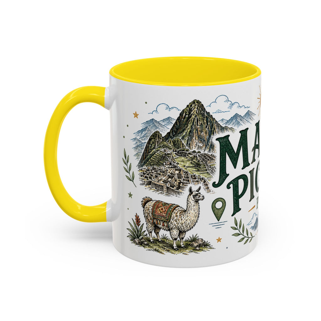 Machu Picchu Coffee Mug | Travel Destination Souvenir Gift | Accent Color Ceramic 11oz 15oz
