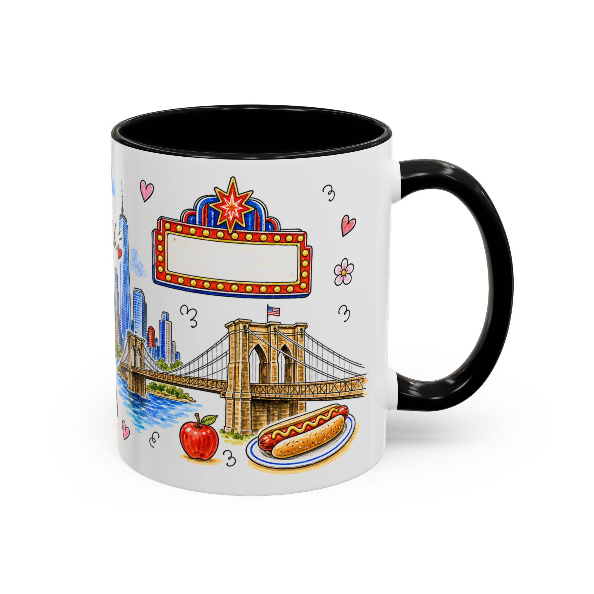 New York City Illustrated Travel Mug | City Souvenir Accent Coffee Mug | 11oz 15oz Ceramic Cup