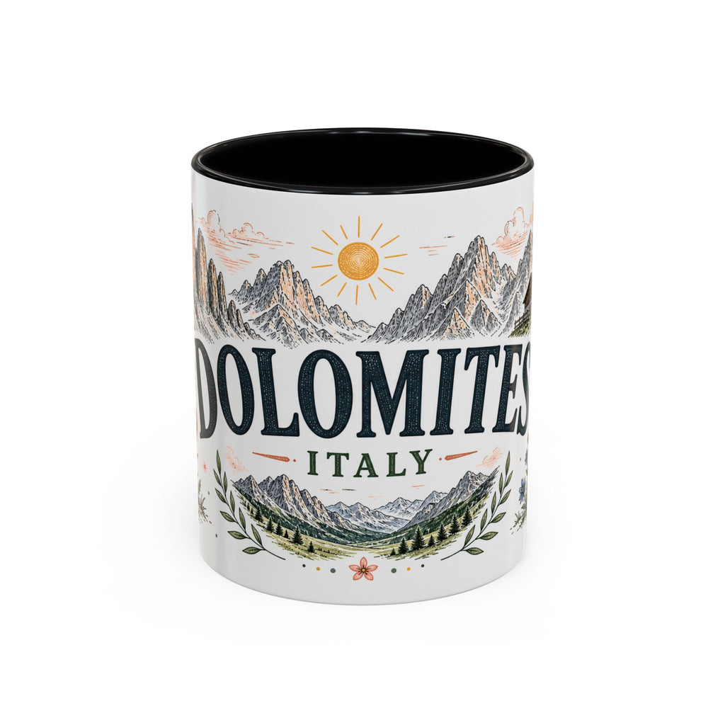Dolomites Coffee Mug | Travel Destination Souvenir Gift | Accent Color Ceramic 11oz 15oz
