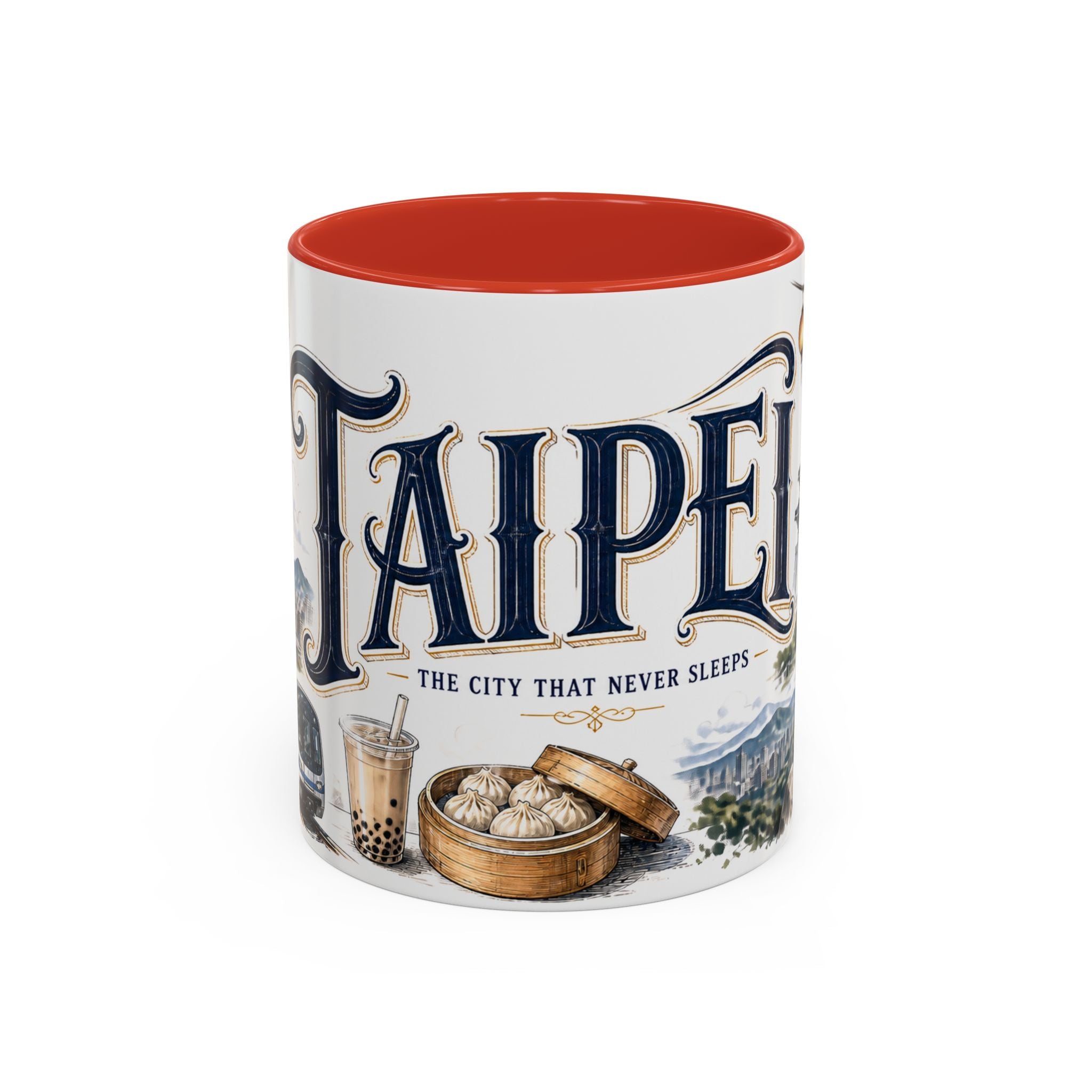 Taipei Coffee Mug | Taiwan Travel Souvenir | Vintage Illustrated City Gift | 11 oz 15 oz Accent Mug