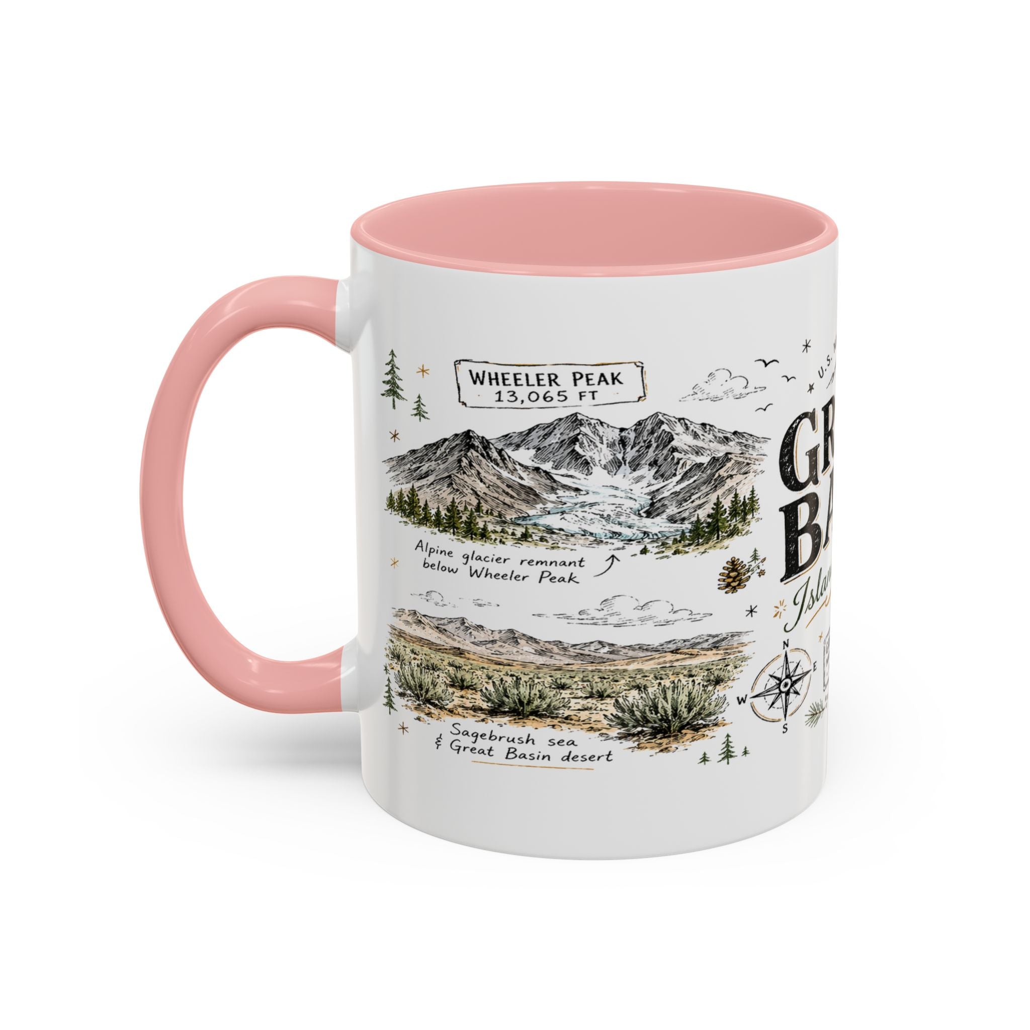 Great Basin National Park Coffee Mug | Nevada Desert Stargazing Hiking Gift | Accent Color Ceramic 11oz 15oz