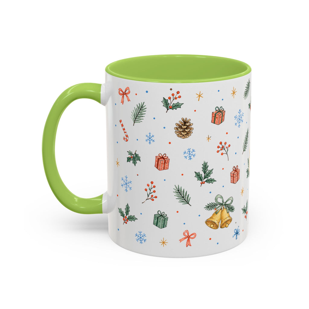 Christmas Candle Mug | Holly Wreath Watercolor Holiday Gift | Accent Cup 11oz 15oz