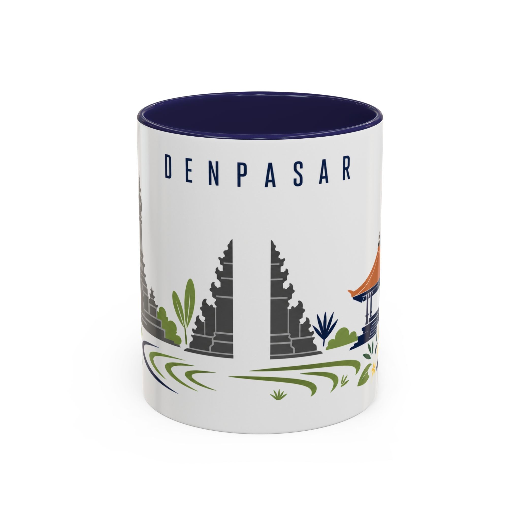 Denpasar Coffee Mug | Indonesia Travel Souvenir | Porcelain Decal City Gift | 11oz 15oz Accent Mug
