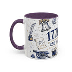 America 250 Coffee Mug | 1776-2026 Patriotic 4th of July Gift | Accent Color Ceramic 11oz 15oz